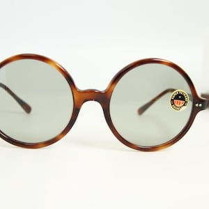 Vintage LIZON Women&#39;s Round Dark Tortoise Brown Frame, Gray Mineral Lens