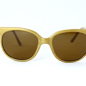 Vintage Vuarnet Sunglasses 002 Gold Cat Eye PX5000 Mineral Brown Lens
