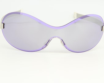 Courreges Paris - AC 007 AY - Lunettes de soleil en métal pour femme - Verres violets fabriqués en Italie 20-9