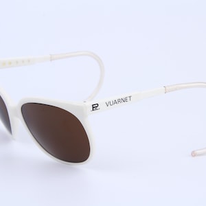 Vintage Vuarnet 002 White Cable Hook Glacier arms / Sunglasses PX5000 Brown Glass Mineral lens ORIGINAL ACCESSORIES -Made in France - Ski