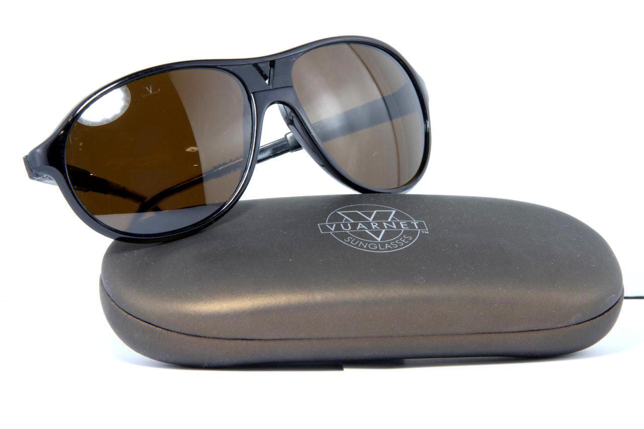 Vintage Vuarnet 085 Black Aviator Sunglasses PX5000 Dark Brown