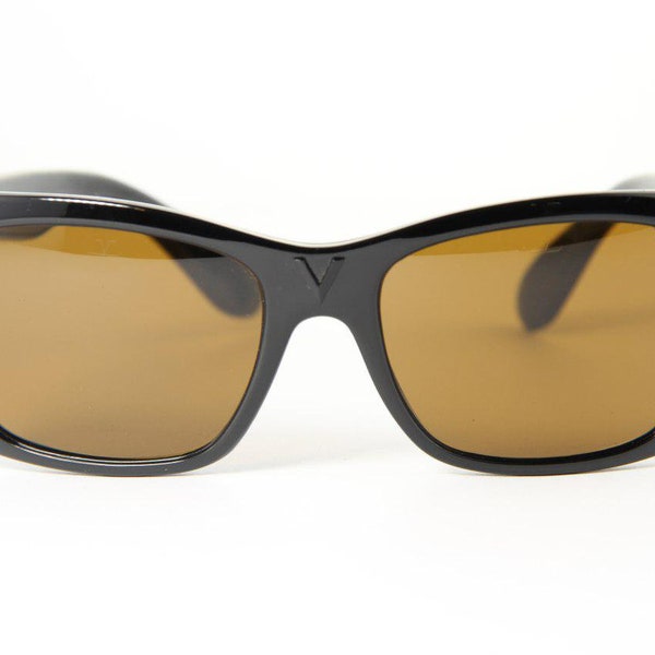Vintage Vuarnet 087 Black Sunglasses PX2000 Mineral Brown Lens