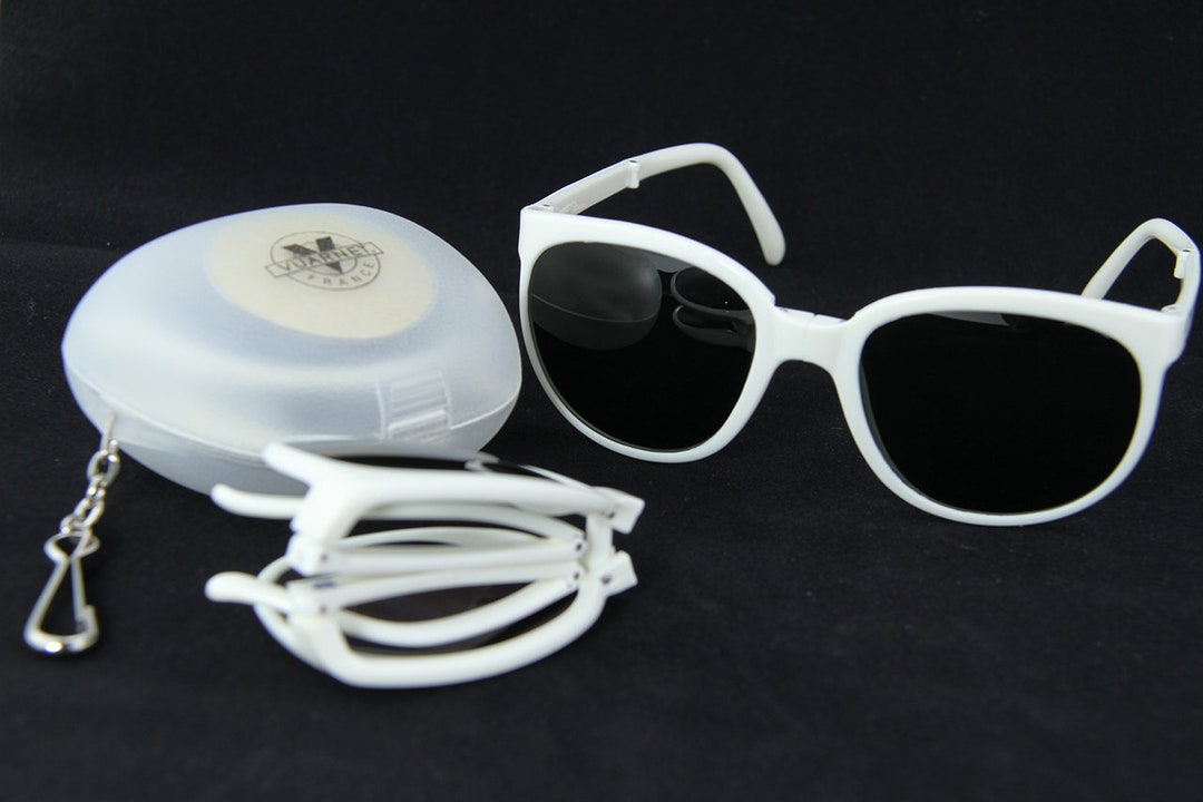 Vintage 1980's Vuarnet 002 White Folding Cat Eye Sunglasses PX3000 ...