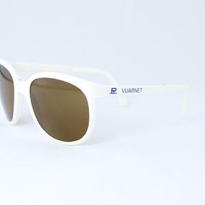 Vintage 1980&#39;s Vuarnet 002 White Folding Cat Eye Sunglasses PX2000 Mineral Brown lens