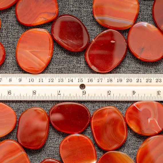 2/" ORANGE SELENITE POCKET PALM WORRY STONE Healing Crystal Reiki 1pc US SELLER