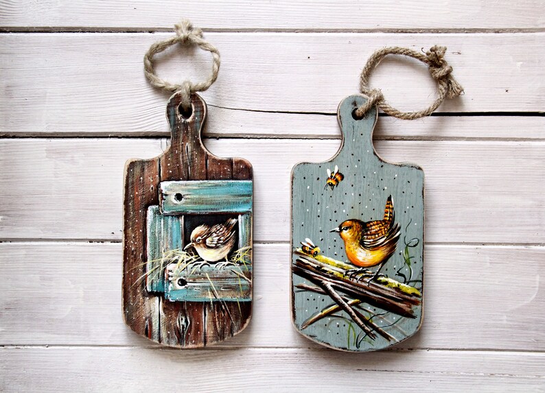 Small Wooden Cutting Board Hand Painted Kitchen Decor Etsy