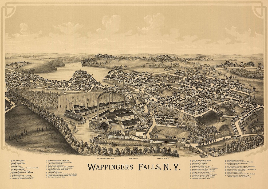 Wappingers Falls 1889 New York Area USA Downtown District Etsy