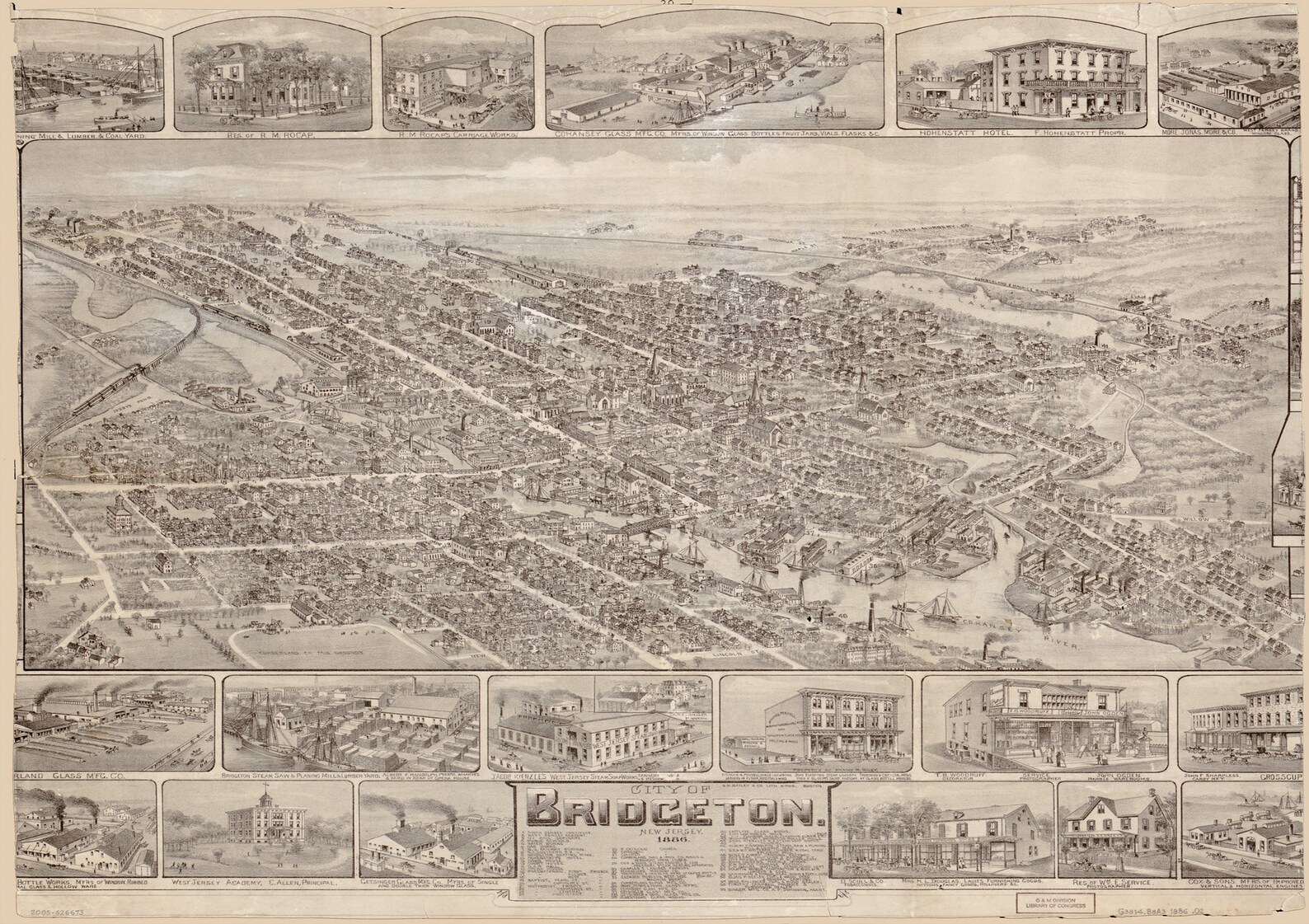 Bridgeton 1886 New Jersey Area USA Downtown Birds Eye Aero Etsy