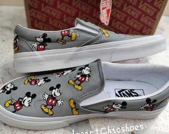 Handpainted tiny Mickey mouse,Mickey Vans,Mickey shoes,Disney trip  shoes,Vintage Mickey,Custom order Vans,Custom mickey Vans,Christmas gifts