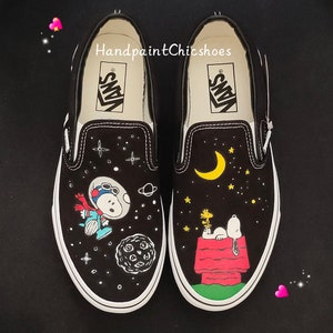 Black charlie brown vans discount