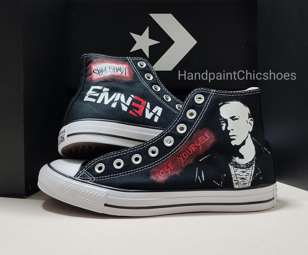 Hand-painted Eminem Converse High Tops: Custom Rap Concert Shoes - Etsy