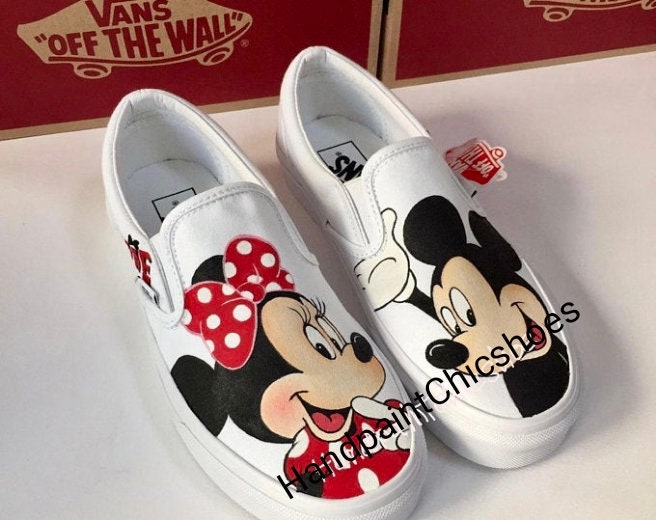 Disney Zapatos de Mickey y Minnie para mujer, tenis clásicos de Mickey y  Minnie Mouse sin cordones de lona de Mickey y Minnie Mouse