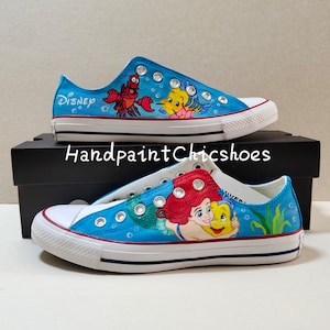 Handpainted Little Mermaid Converse,Custom Little Mermaid shoes,Disney princess shoes,Disney trip,Sebastian crab shoes,Unique Disney gifts