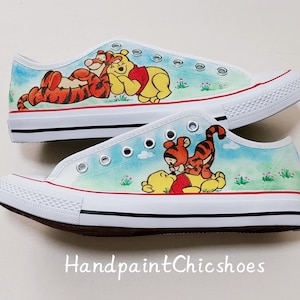Hand-painted Pooh and Tigger, Custom Pooh Converse,Disney shoes, Cartoon shoes, Pooh sneaker