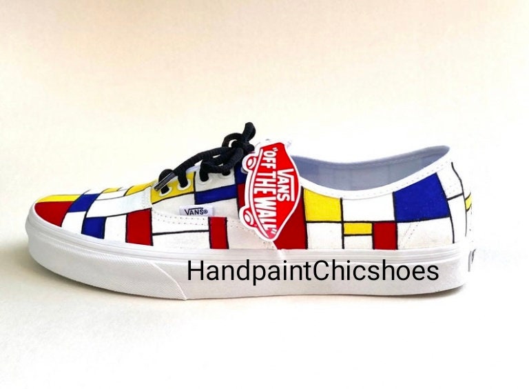 Piet Mondrian Vans: Hand-painted Geometric Canvas Shoes - Etsy