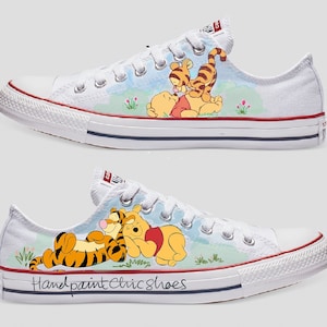 Hand-painted Pooh and Tigger, Custom Pooh Converse,Disney shoes, Cartoon shoes, Pooh sneaker