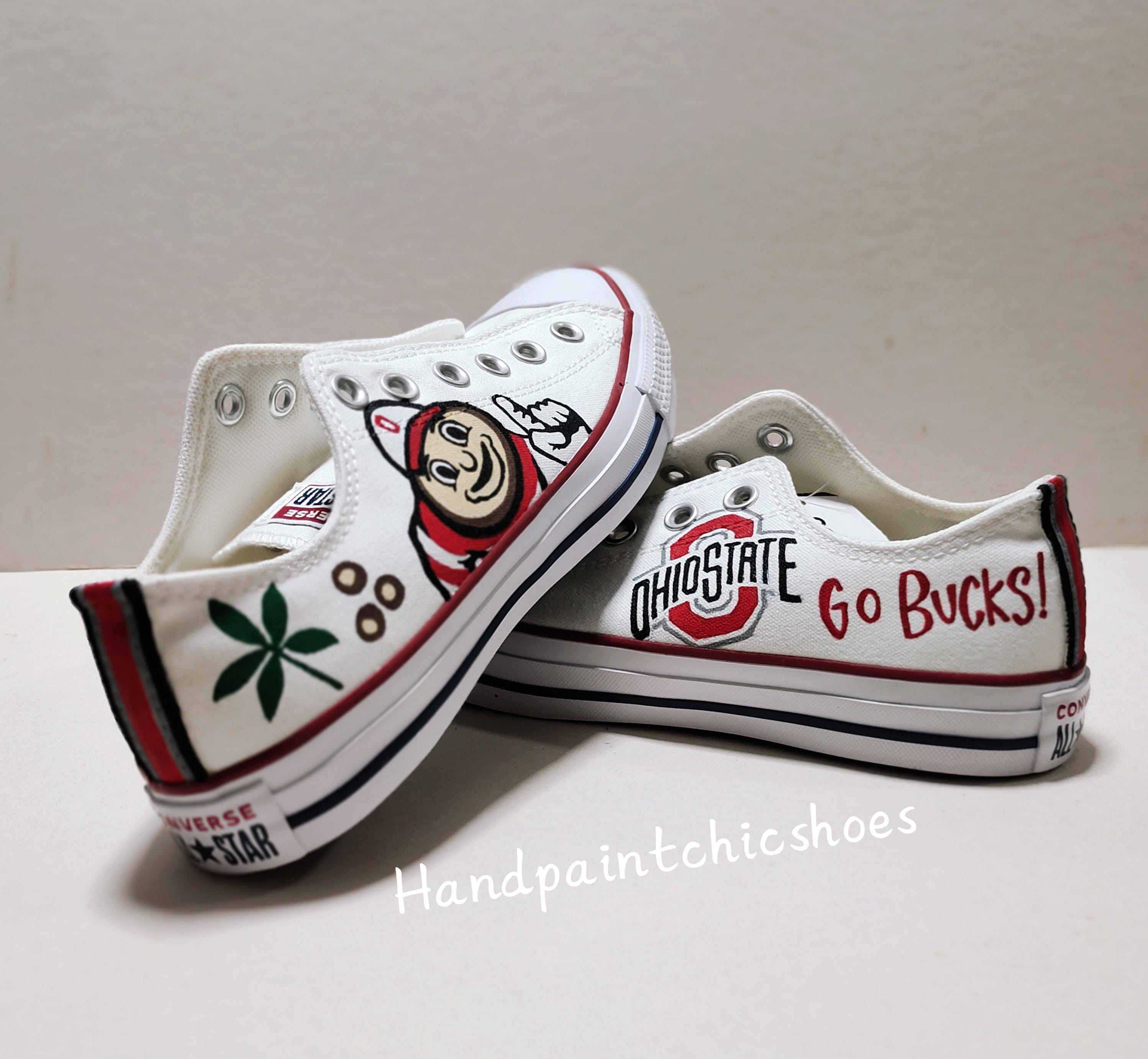 Hand-Painted Ohio State Converse: Custom Buckeyes Fan Sneakers