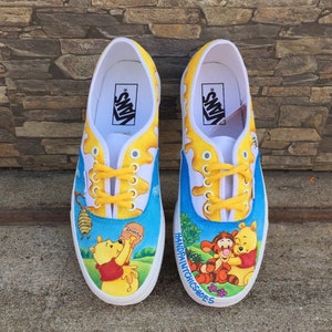 Pooh and Tigger hand painted Vans,Custom order,Disney's Pooh shoes,Honey Pooh lace up shoe,Disney Vans,Disney trip, gifts for friend