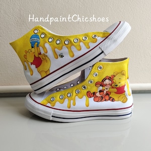 Winnie the Pooh shoes,Handpainted Pooh and Tigger Converse,Honey Pooh,Custom order,Pooh Converse sneaker,Unique gifts,Disney trip shoes