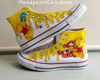 Winnie the Pooh shoes,Handpainted Pooh and Tigger Converse,Honey Pooh,Custom order,Pooh Converse sneaker,Unique gifts,Disney trip shoes