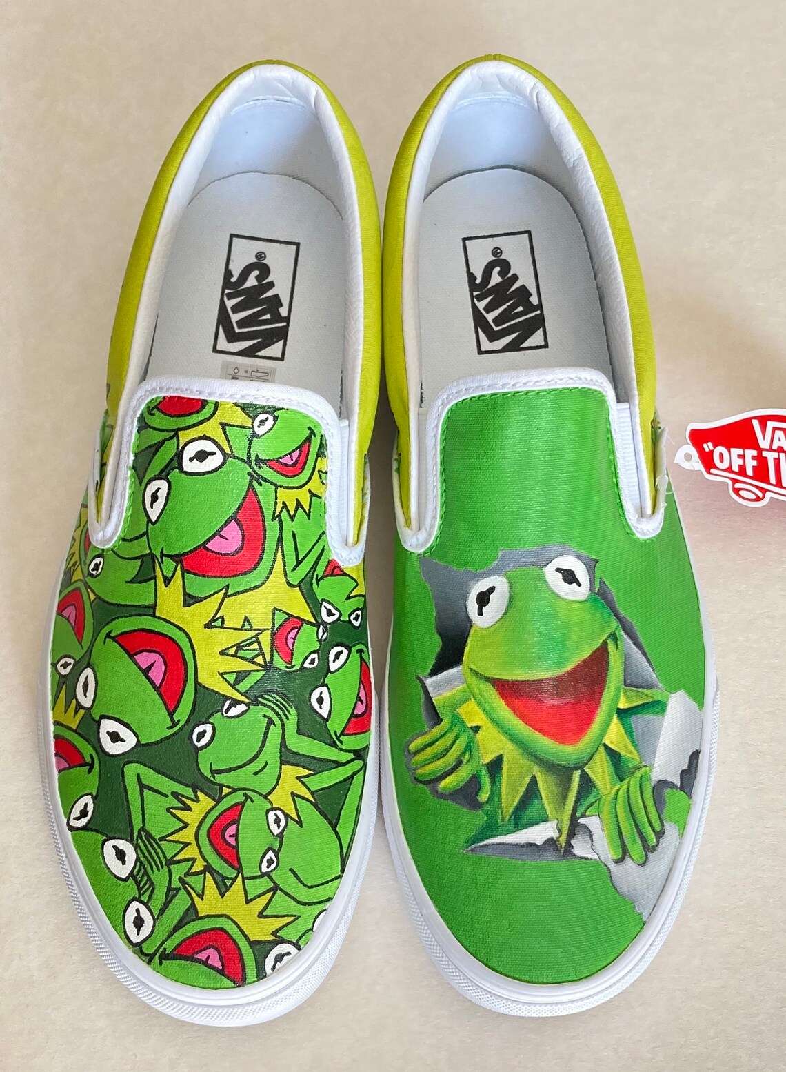 Kermit vans Kermit hand painted shoes Custom order Kermit Etsy