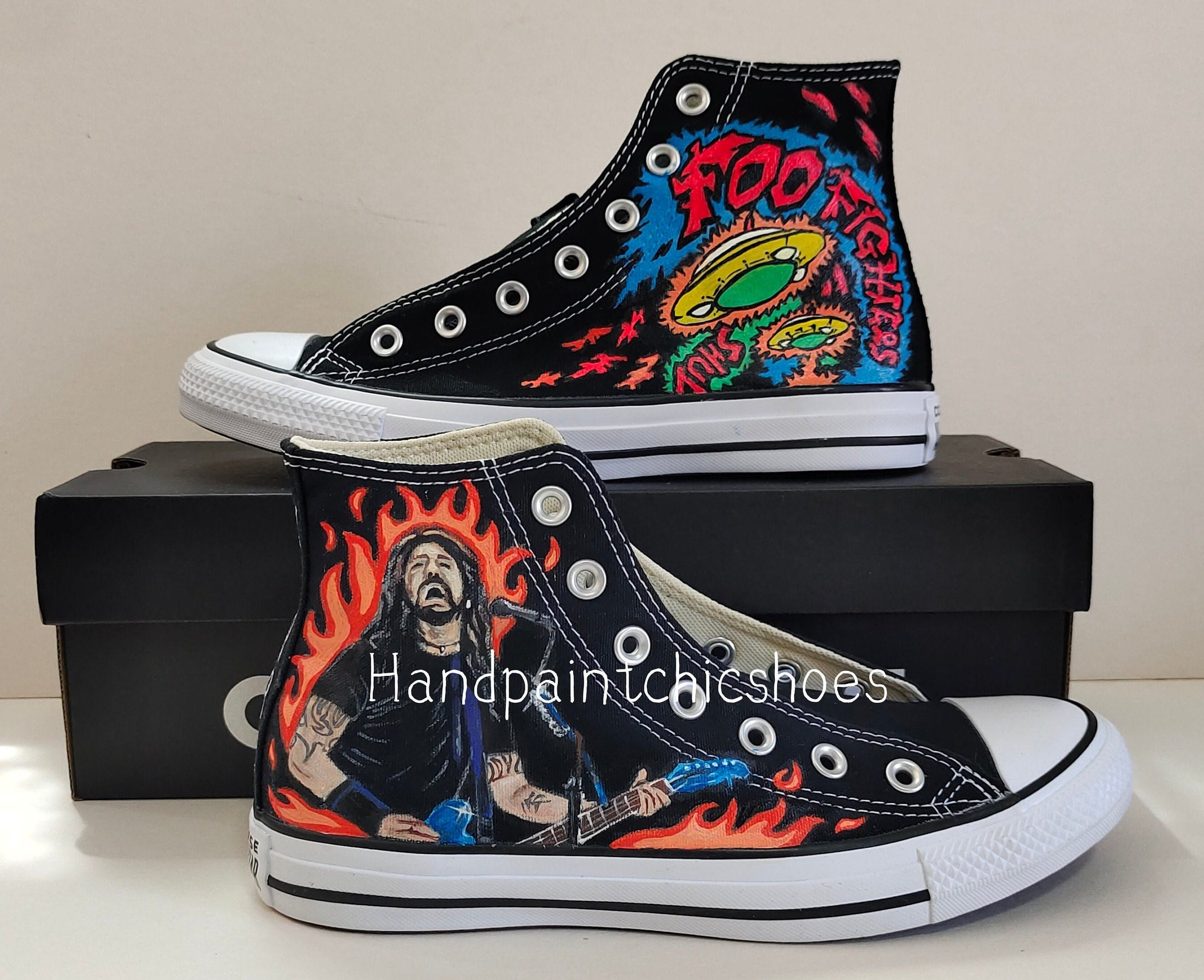 Handpainted Foo Fighters Converse Top/foo Shoes/ - Etsy