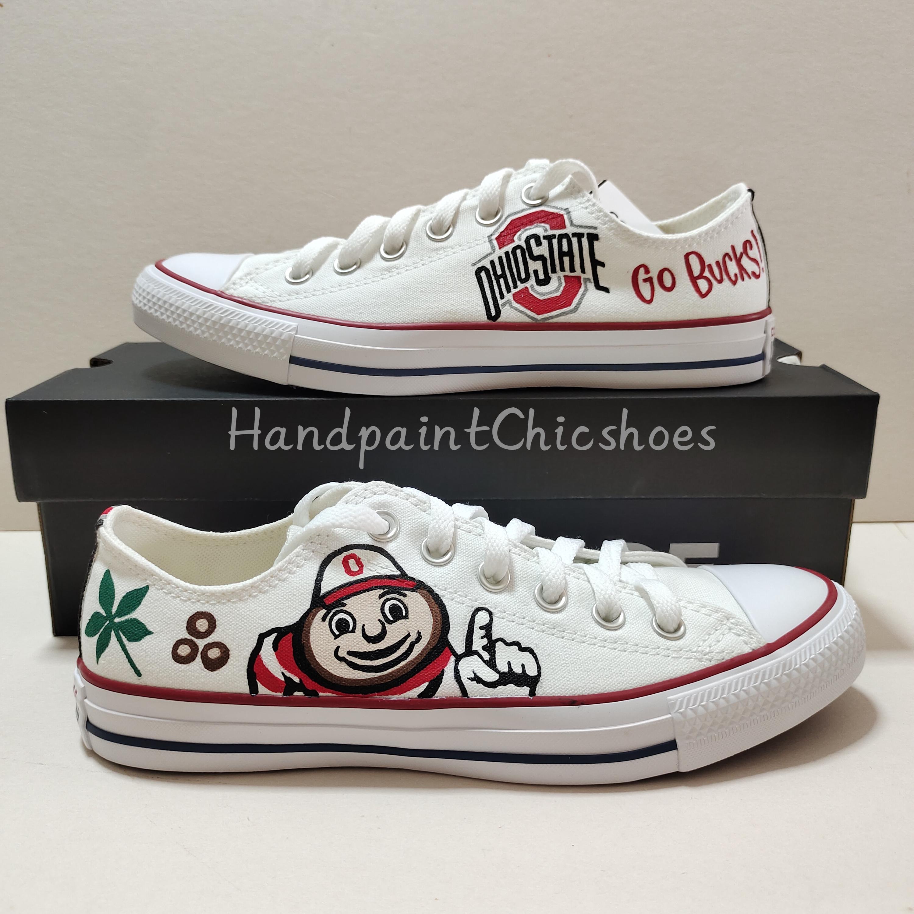 Hand-Painted Ohio State Converse: Custom Buckeyes Fan Sneakers