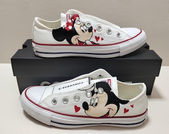 Hand-Painted Mickey & Minnie Mouse Converse Shoes: Custom Disney Trip Gift