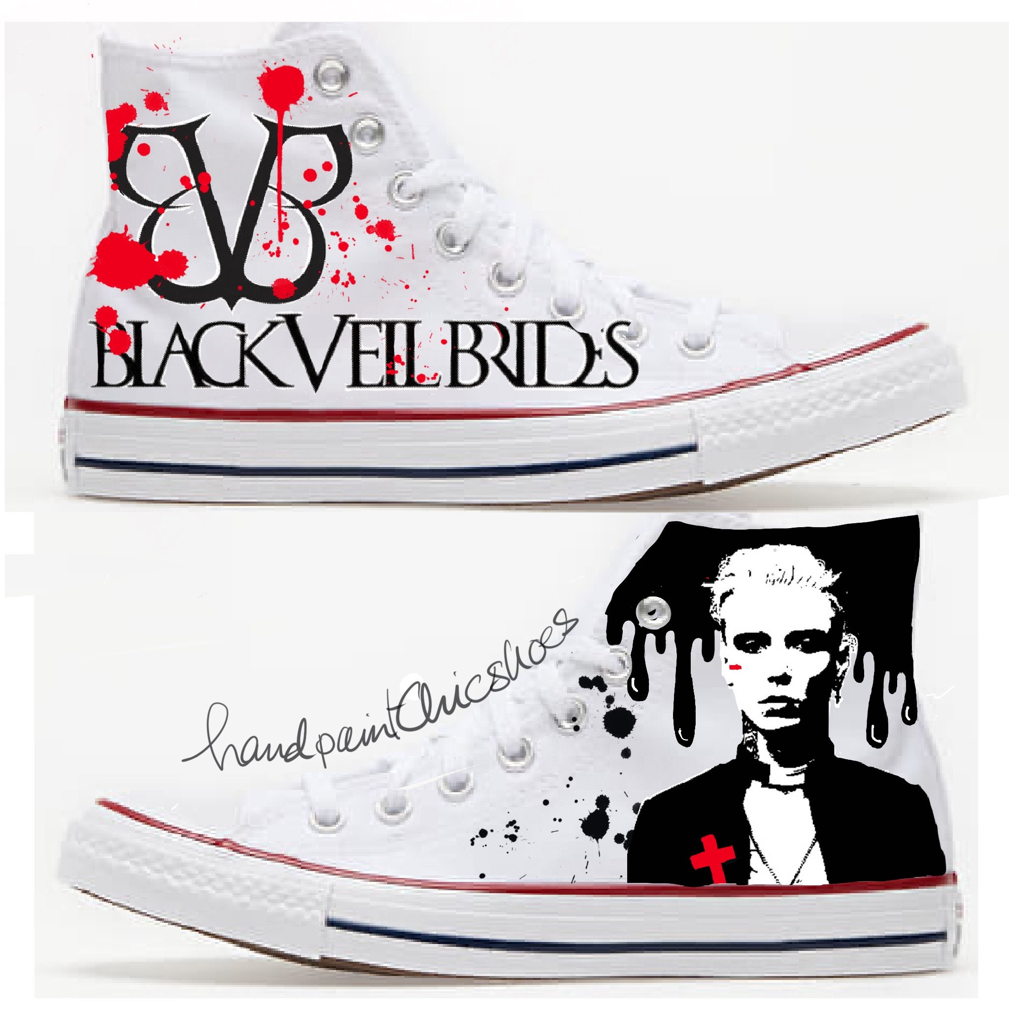 Lectura cuidadosa Especializarse Casa de la carretera Custom Converse Black Veil Brides/converse Andy Biersack/rock - Etsy