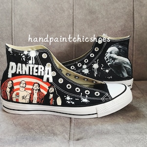 Handpainted Pantera Converse high top/PANTERA shoes/ Rock Converse/shoes,