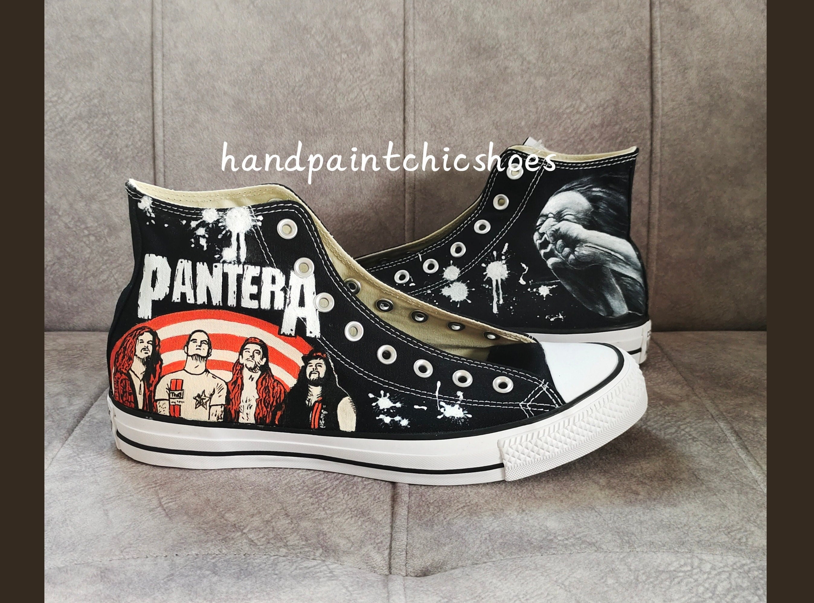Handpainted Pantera Converse High Top/pantera Band Shoes/ Rock -