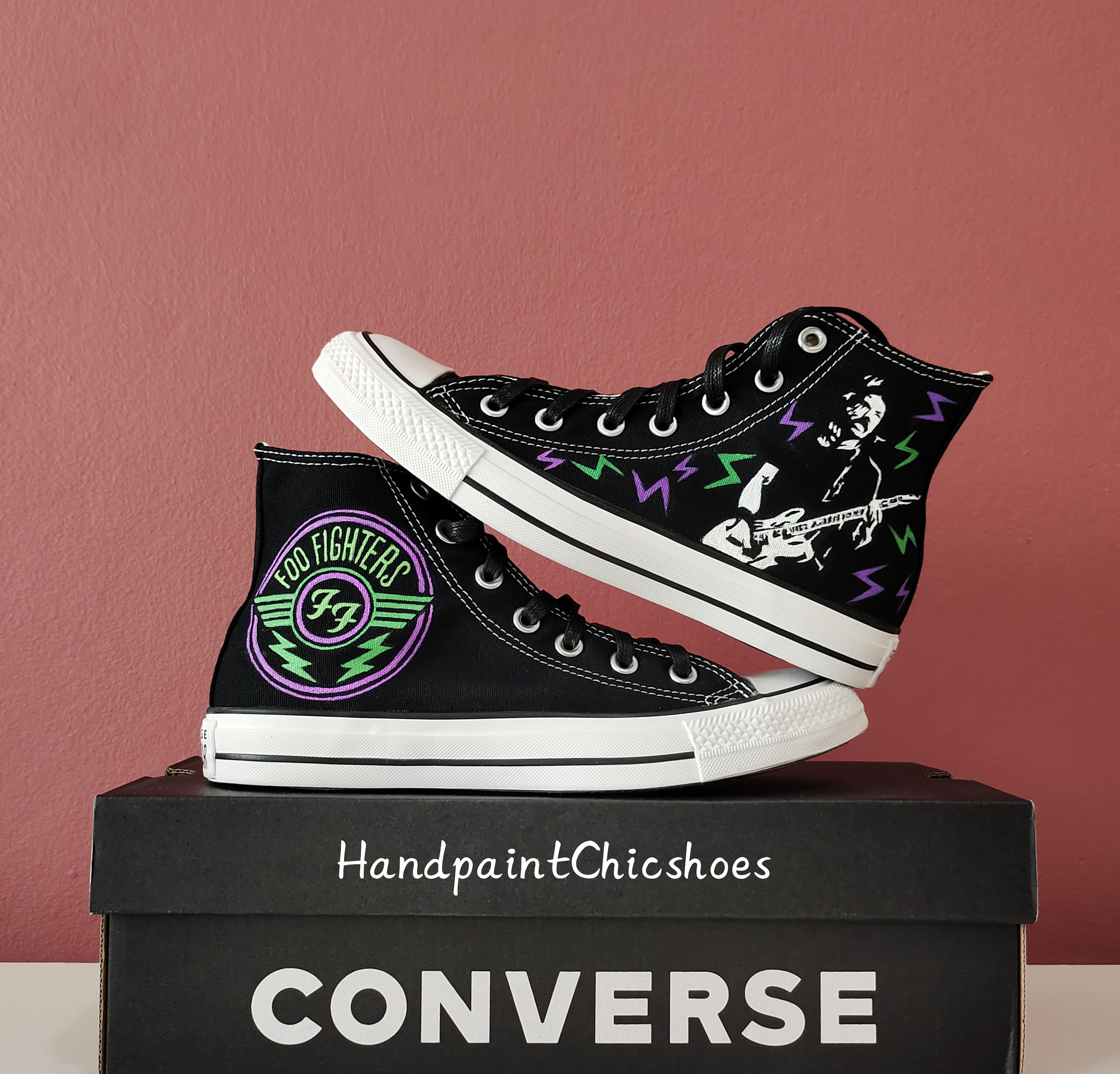 Fighters Converse High Top/foo Fighters Rock - Etsy