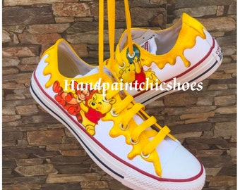 Winnie the Pooh shoes,Handpainted Pooh and Tigger Converse,Honey Pooh,Custom order,Pooh Converse sneaker,Unique gifts,Disney trip shoes