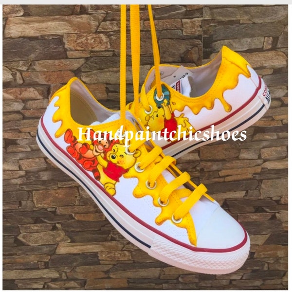 Winnie the Pooh shoes,Handpainted Pooh and Tigger Converse,Honey Pooh,Custom order,Pooh Converse sneaker,Unique gifts,Disney trip shoes
