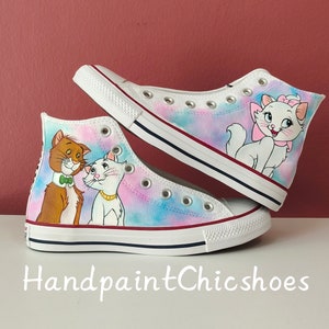 Converse Aristocats personalizados, Converse Aristocats pintados à mão, Marie Aristocats, Pedido personalizado, Sapatos Aristocats, Presentes exclusivos, Sapatos para viagem à Disney