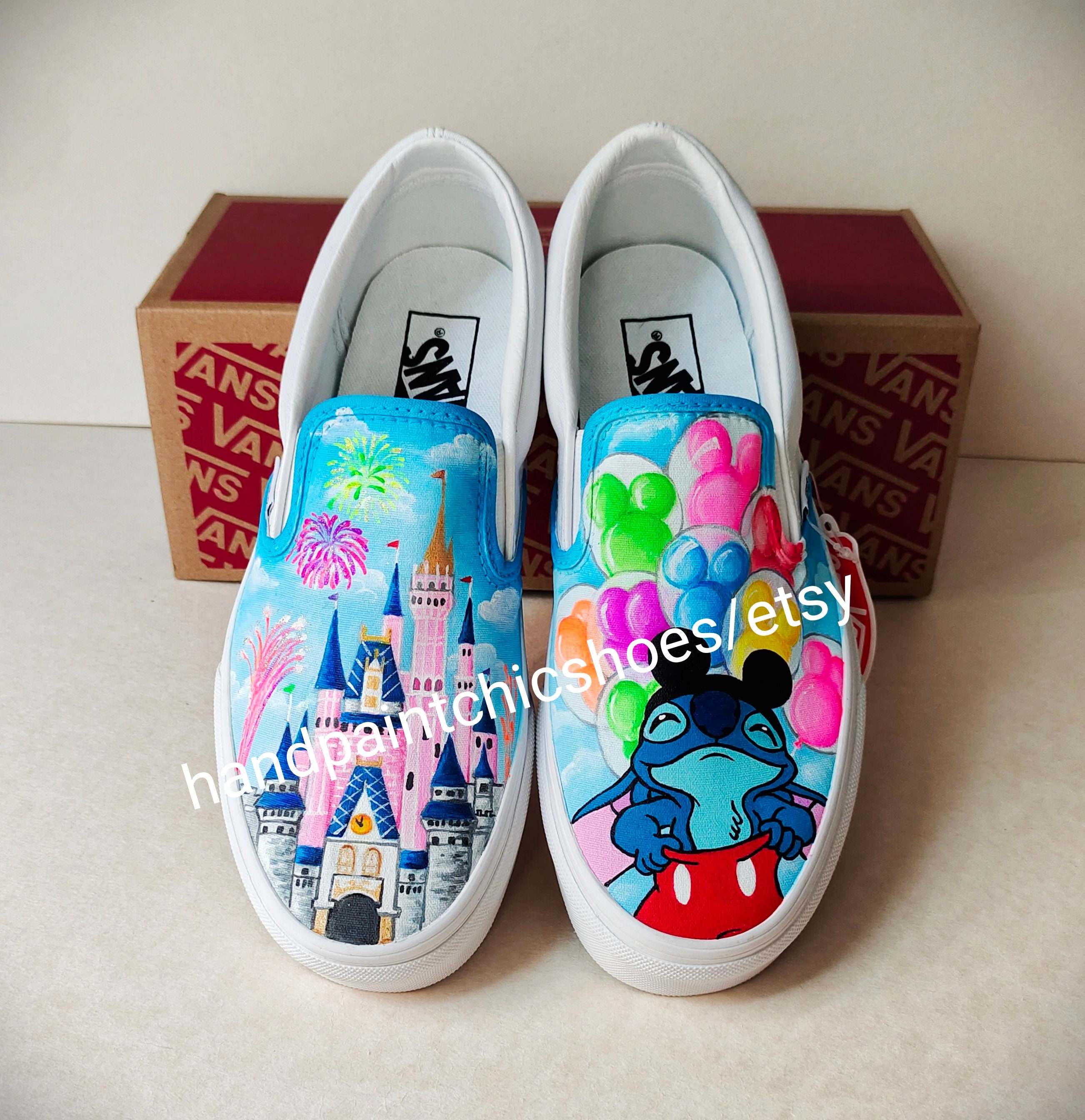 Lilo and Stitch - Disney - Custom Painted Vans - Vans Slip-On