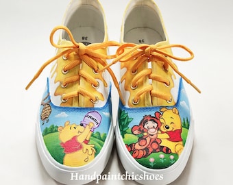 Winnie The Pooh Vans Slip Ons Pooh And Tigger Hand Painted Vans