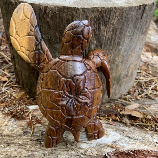 Sculpture artisanale de tortue hawaïenne de 15 cm - Longévité, bien-être et prospérité dans la culture hawaïenne - Meilleur cadeau pour la Saint-Valentin