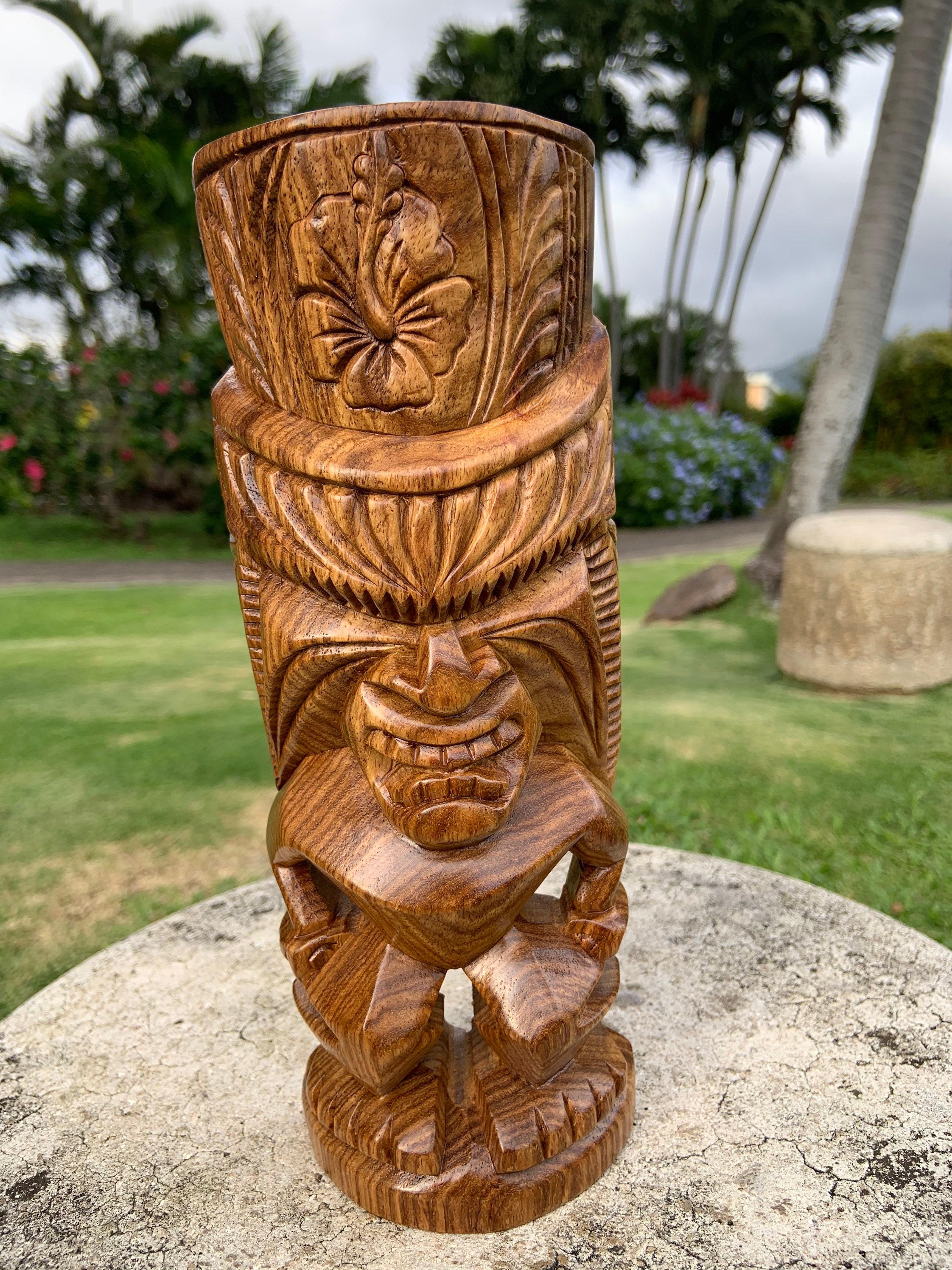 9 Tikis Ku God of Protection, Tiki Man, Tiki Scuptures, Tiki Gods