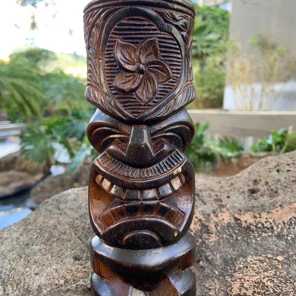 7" KANE TIKI, Gott der Schöpfung, hawaiianische Tiki-Gott-Holzschnitzerei, Tiki-Gesicht, Tiki-Götter, Tiki-Mann, Tiki-Kunst, Tiki-Statuen, hergestellt in Hawaii