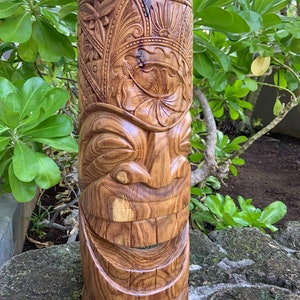 22” Mask LONO TIKI, God of Goodluck and Happiness, Hawaiian Tiki God Woodcarving, Made in Hawaii, tikis head, tiki face, tiki bar idea,
