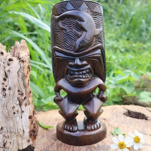 9&quot; Tikis Ku-god van bescherming, tiki-man, tiki-sculpturen, tiki-goden, Hawaiiaanse tiki&#39;s, houtsnijwerk, tiki-kunst, gemaakt in Hawaï