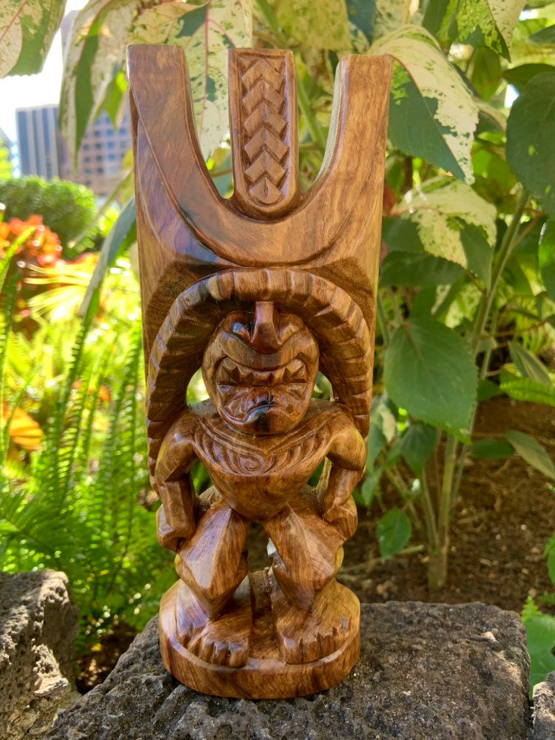 9 Tikis Ku God of Protection, Tiki Man, Tiki Scuptures, Tiki Gods