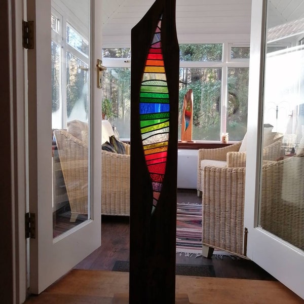 Wood and Glass Garden Sculpture Etsy UK
