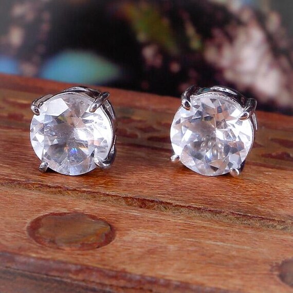Boucles D'oreilles En Argent Massif 925 Avec Cristal De Roche Naturel - Neuf Avec étiquettes - Style Boucle
