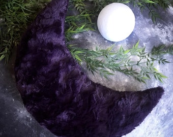 Moon Pillow, Super Soft Moon Cushion, Decorative Pillow, Throw Pillow, Custom Pillow, Crescent Moon, Celestial, Moon and Stars, Purple Minky