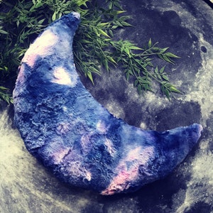 Moon Pillow, Super Soft Moon Cushion, Decorative Pillow, Throw Pillow, Custom Pillow, Crescent Moon, Celestial, Moon and Stars,Indigo Marble