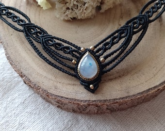 Choker ketting, labradoriet sieraden, Maansteen ketting, Malachiet Choker, cadeaus voor haar, natuurlijke stenen sieraden, Boho kettingen