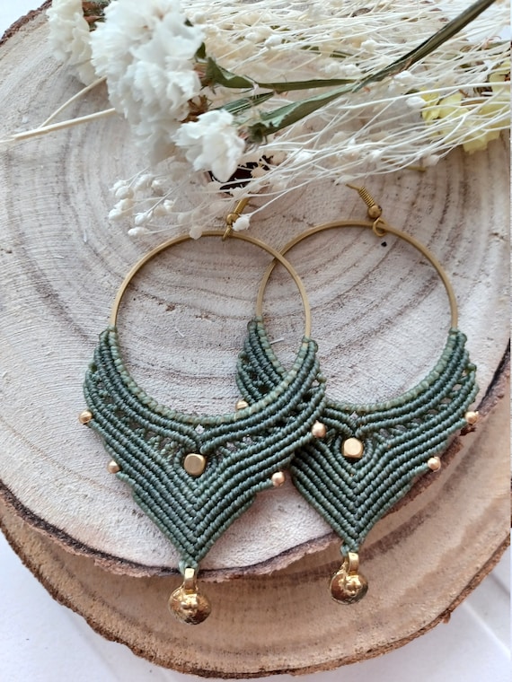 Boho Hippy Earrings, Gifts for Her, Hoop Earrings, Brass Earrings, Gifts  for Women, Hippy Jewelry 