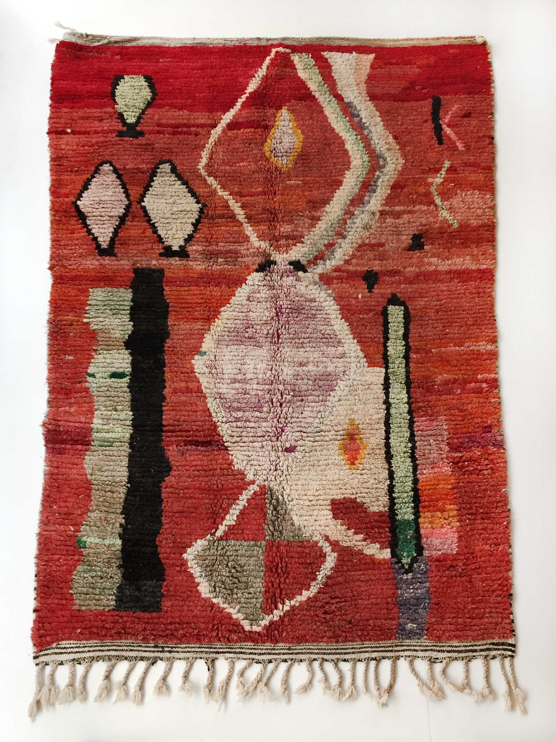 Tapis Berbère Boujaad Rouge à Motifs Colorés 250x164cm